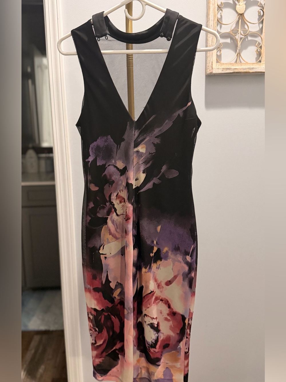 VENUS Black One-Shoulder Floral Print Dress